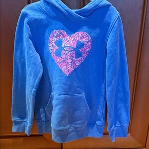 Under Armour Kids Blue Hoodie with Pink Floral Heart